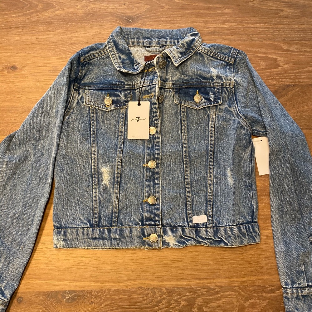 New w/tags 7 for all mankind denim jacket size L - Picture 1 of 3